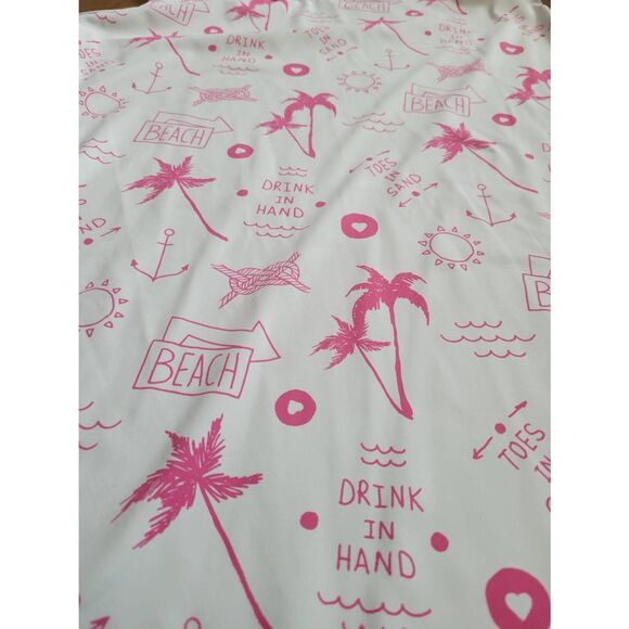 Women's Southeast Salt Sundress/Cover-up Pink and White Tropical Beach Palm Tree - Picture 4 of 6